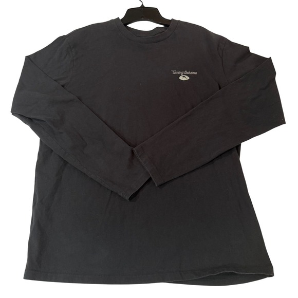 Tommy Bahama Other - Tommy Bahama Long Sleeve Graphic T-Shirt Large Black Cotton Football Weekend Tee